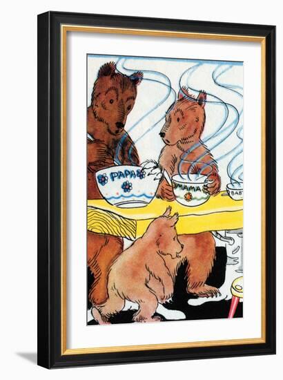 Bears Discover the Porridge-Julia Letheld Hahn-Framed Art Print