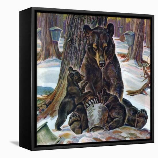 "Bears Eating Maple Syrup," March 28, 1942-Paul Bransom-Framed Premier Image Canvas