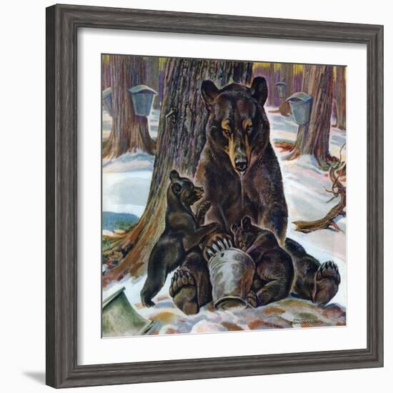 "Bears Eating Maple Syrup," March 28, 1942-Paul Bransom-Framed Giclee Print