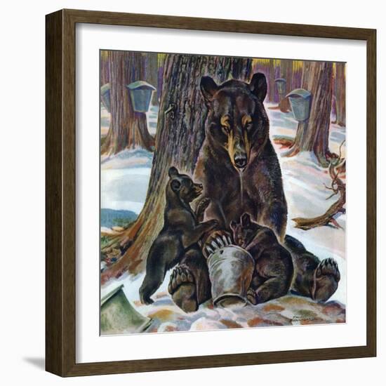 "Bears Eating Maple Syrup," March 28, 1942-Paul Bransom-Framed Giclee Print