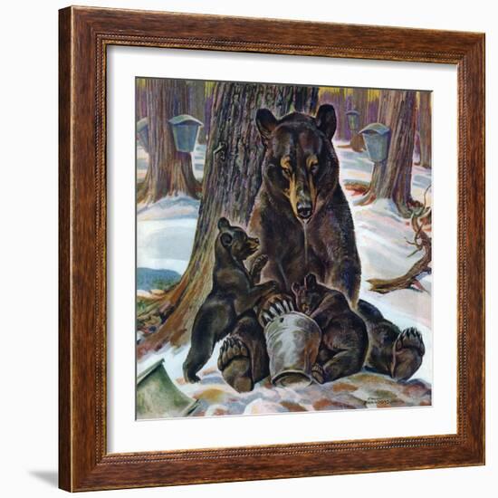 "Bears Eating Maple Syrup," March 28, 1942-Paul Bransom-Framed Giclee Print