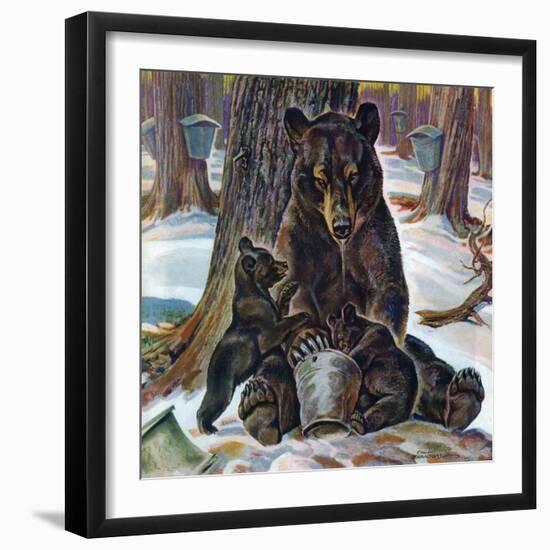 "Bears Eating Maple Syrup," March 28, 1942-Paul Bransom-Framed Giclee Print
