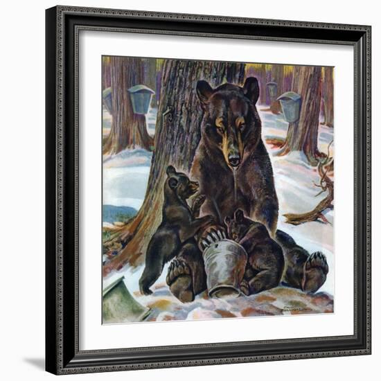 "Bears Eating Maple Syrup," March 28, 1942-Paul Bransom-Framed Giclee Print