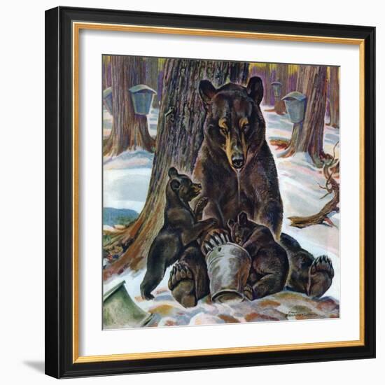 "Bears Eating Maple Syrup," March 28, 1942-Paul Bransom-Framed Giclee Print