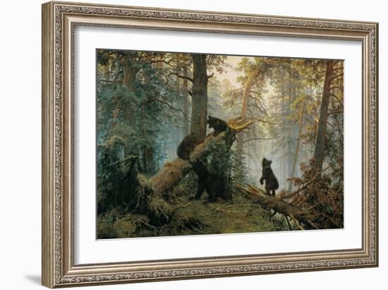 Bears in the Forest Morning-Ivan Ivanovitch Shishkin-Framed Premium Giclee Print