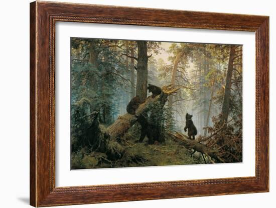 Bears in the Forest Morning-Ivan Ivanovitch Shishkin-Framed Premium Giclee Print