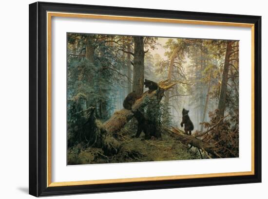 Bears in the Forest Morning-Ivan Ivanovitch Shishkin-Framed Premium Giclee Print