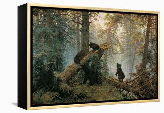 Bears in the Forest Morning-Ivan Ivanovitch Shishkin-Framed Stretched Canvas