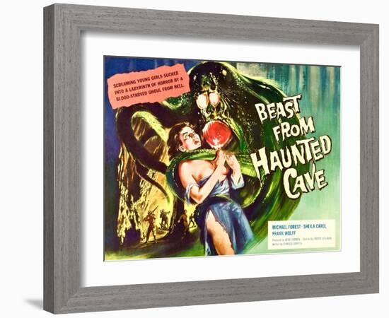 Beast From Haunted Cave, Sheila Carol, (Lobbycard), 1960-null-Framed Art Print