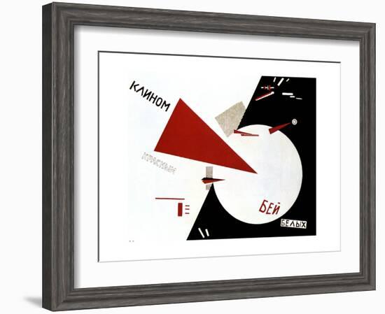Beat the Whites with the Red Wedge, 1920-Lazar Markovich Lissitzky-Framed Giclee Print
