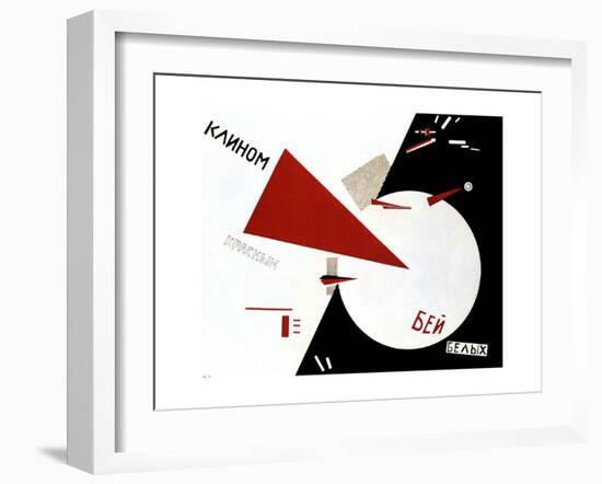 Beat the Whites with the Red Wedge, 1920-Lazar Markovich Lissitzky-Framed Giclee Print