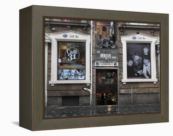 Beatles Shop, Mathew Street, Liverpool, Merseyside, England, United Kingdom, Europe-Wendy Connett-Framed Premier Image Canvas