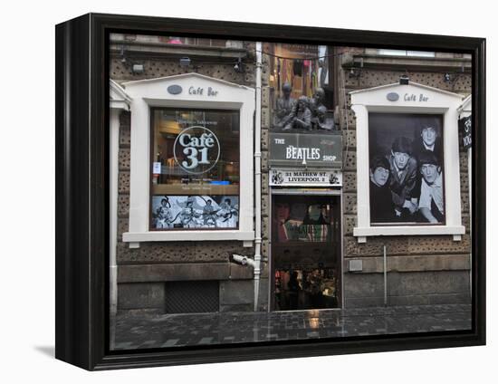 Beatles Shop, Mathew Street, Liverpool, Merseyside, England, United Kingdom, Europe-Wendy Connett-Framed Premier Image Canvas