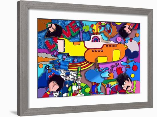 Beatles Yellow-Sub-Howie Green-Framed Giclee Print