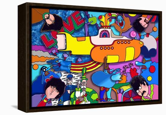 Beatles Yellow-Sub-Howie Green-Framed Premier Image Canvas