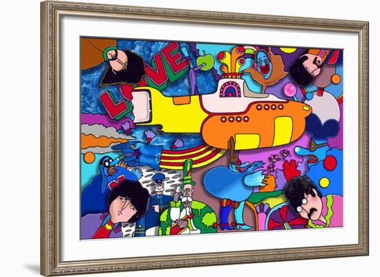 Beatles Yellow-Sub-Howie Green-Framed Giclee Print