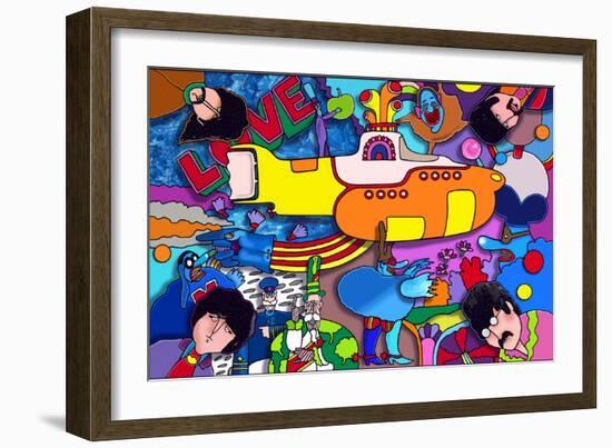 Beatles Yellow-Sub-Howie Green-Framed Giclee Print