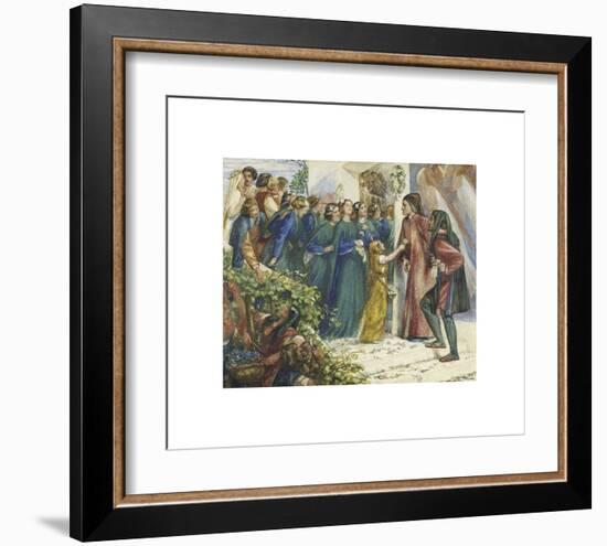 Beatrice Meeting Dante at a Marriage Feast, Denies Him Her Salutation-Dante Gabriel Rossetti-Framed Premium Giclee Print