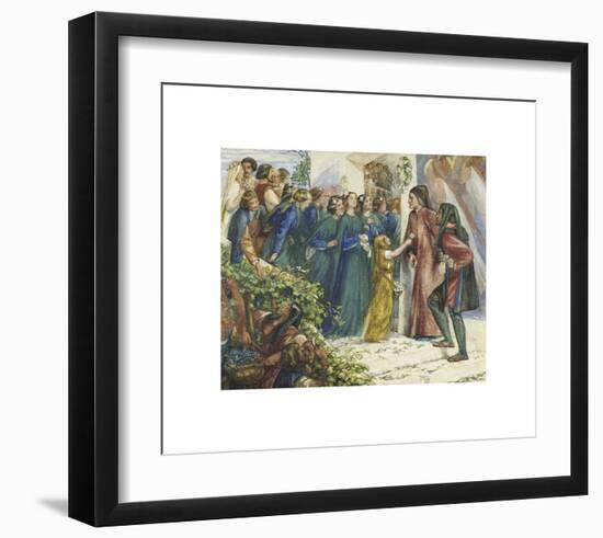 Beatrice Meeting Dante at a Marriage Feast, Denies Him Her Salutation-Dante Gabriel Rossetti-Framed Premium Giclee Print