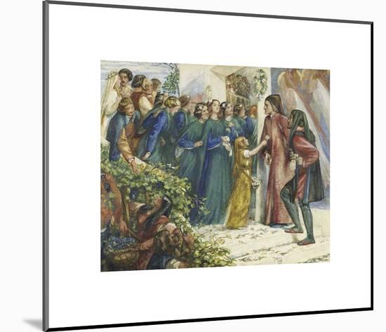 Beatrice Meeting Dante at a Marriage Feast, Denies Him Her Salutation-Dante Gabriel Rossetti-Mounted Premium Giclee Print