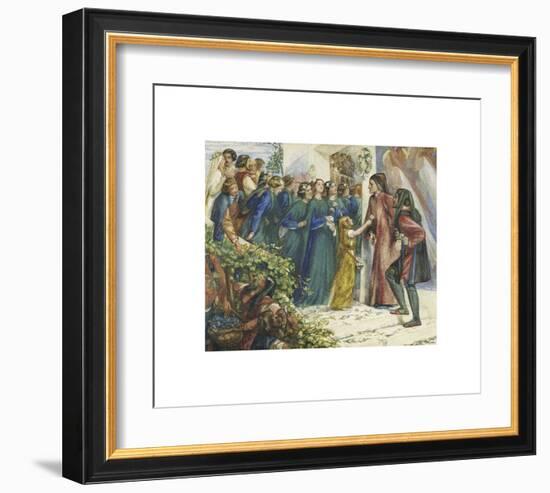 Beatrice Meeting Dante at a Marriage Feast, Denies Him Her Salutation-Dante Gabriel Rossetti-Framed Premium Giclee Print