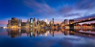 New York City - Beautiful Sunrise over Manhattan with Manhattan and Brooklyn Bridge Usa-Beatrice Preve-Photographic Print