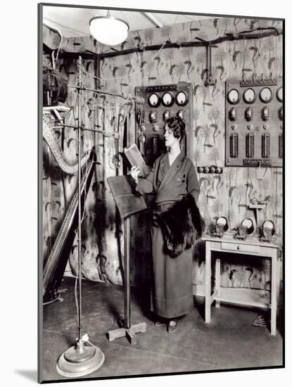 Beatrix Dussane in a Radio Recording Studio, C.1936 (B/W Photo)-French Photographer-Mounted Giclee Print