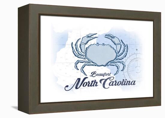 Beaufort, North Carolina - Crab - Blue - Coastal Icon-Lantern Press-Framed Stretched Canvas