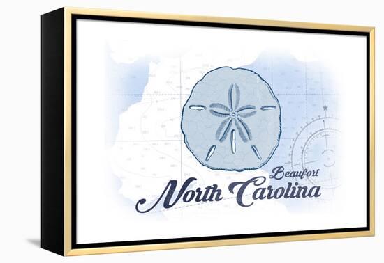 Beaufort, North Carolina - Sand Dollar - Blue - Coastal Icon-Lantern Press-Framed Stretched Canvas