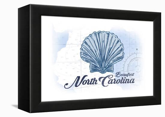 Beaufort, North Carolina - Scallop Shell - Blue - Coastal Icon-Lantern Press-Framed Stretched Canvas