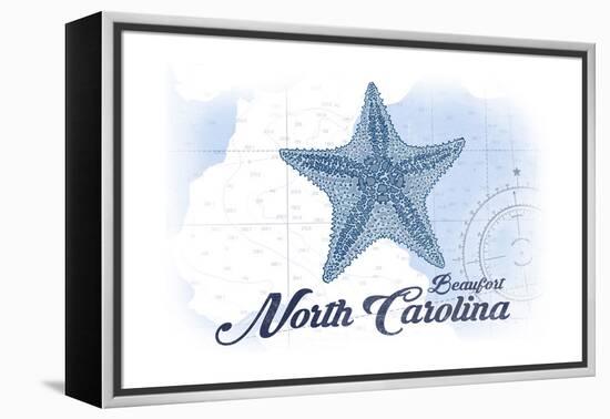 Beaufort, North Carolina - Starfish - Blue - Coastal Icon-Lantern Press-Framed Stretched Canvas