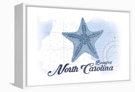 Beaufort, North Carolina - Starfish - Blue - Coastal Icon-Lantern Press-Framed Stretched Canvas