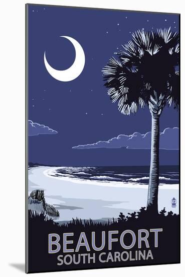 Beaufort, South Carolina - Palmetto Moon-Lantern Press-Mounted Art Print