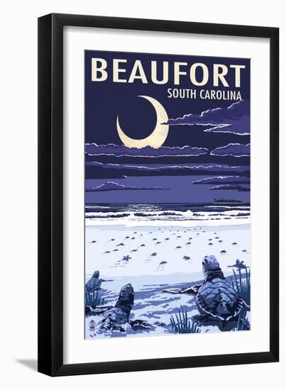 Beaufort, South Carolina - Sea Turtles Hatching-Lantern Press-Framed Art Print