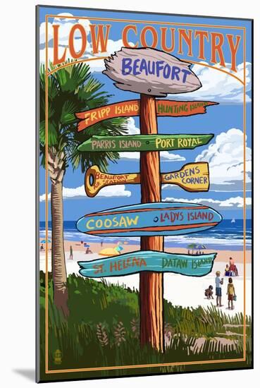 Beaufort, South Carolina - Sign Destinations-Lantern Press-Mounted Art Print