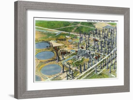 Beaumont, Texas - Aerial View of the Spindle Top Oil Field, c.1942-Lantern Press-Framed Art Print