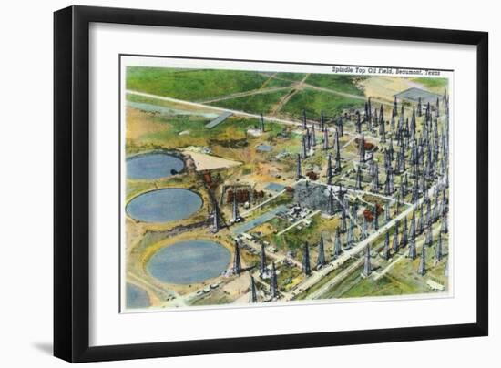 Beaumont, Texas - Aerial View of the Spindle Top Oil Field, c.1942-Lantern Press-Framed Art Print