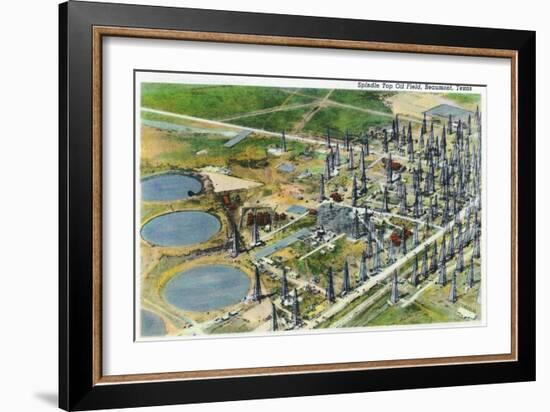 Beaumont, Texas - Aerial View of the Spindle Top Oil Field, c.1942-Lantern Press-Framed Art Print