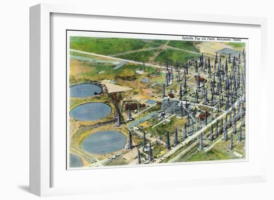 Beaumont, Texas - Aerial View of the Spindle Top Oil Field, c.1942-Lantern Press-Framed Art Print