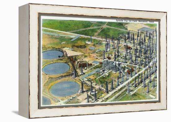 Beaumont, Texas - Aerial View of the Spindle Top Oil Field, c.1942-Lantern Press-Framed Stretched Canvas