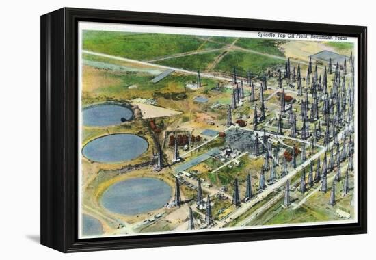 Beaumont, Texas - Aerial View of the Spindle Top Oil Field, c.1942-Lantern Press-Framed Stretched Canvas