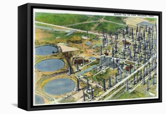 Beaumont, Texas - Aerial View of the Spindle Top Oil Field, c.1942-Lantern Press-Framed Stretched Canvas