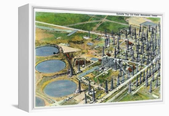 Beaumont, Texas - Aerial View of the Spindle Top Oil Field, c.1942-Lantern Press-Framed Stretched Canvas