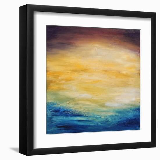 Beautiful Abstract Textured Background of Evening Sunset Sky over the Ocean-Acik-Framed Art Print