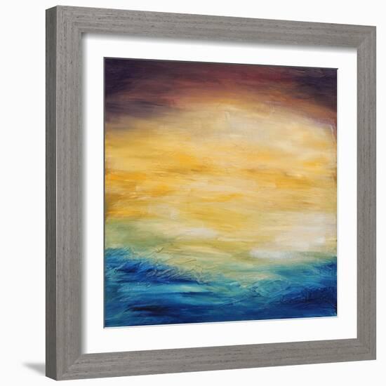 Beautiful Abstract Textured Background of Evening Sunset Sky over the Ocean-Acik-Framed Art Print