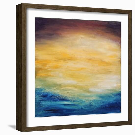 Beautiful Abstract Textured Background of Evening Sunset Sky over the Ocean-Acik-Framed Art Print