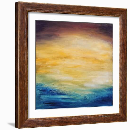 Beautiful Abstract Textured Background of Evening Sunset Sky over the Ocean-Acik-Framed Art Print