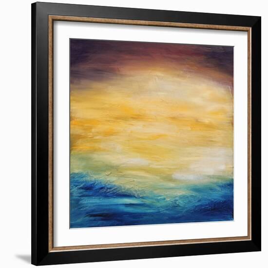 Beautiful Abstract Textured Background of Evening Sunset Sky over the Ocean-Acik-Framed Art Print