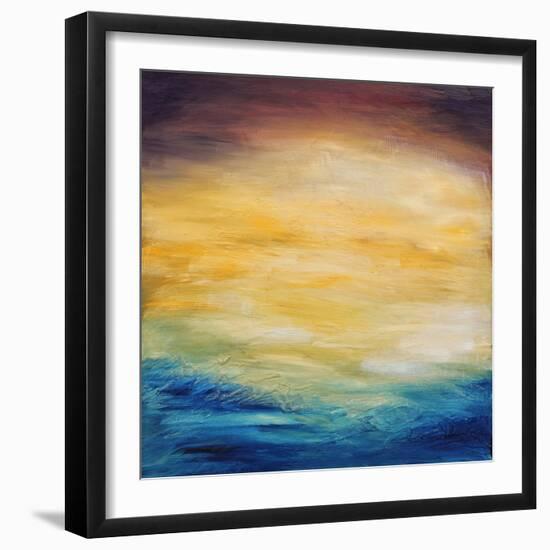 Beautiful Abstract Textured Background of Evening Sunset Sky over the Ocean-Acik-Framed Art Print