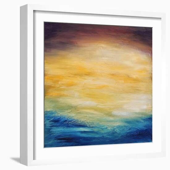 Beautiful Abstract Textured Background of Evening Sunset Sky over the Ocean-Acik-Framed Art Print